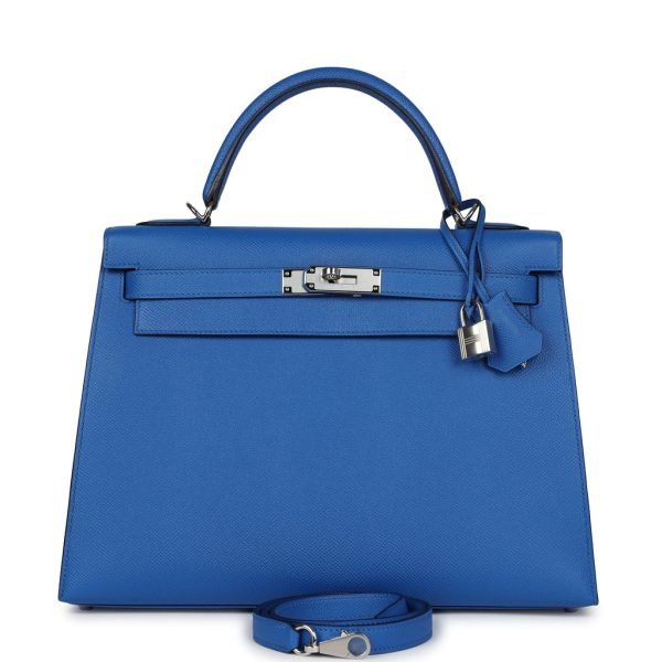 Hermes Kelly Sellier 32 Bleu France Epsom Palladium Hardware 129829 product photo 1