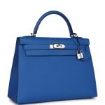 Hermes Kelly Sellier 32 Bleu France Epsom Palladium Hardware 129829 product photo 2