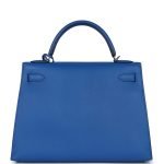 Hermes Kelly Sellier 32 Bleu France Epsom Palladium Hardware 129829 product photo 4