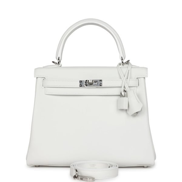 Hermes Kelly Retourne 25 New White Swift Palladium Hardware 81837 product photo 1