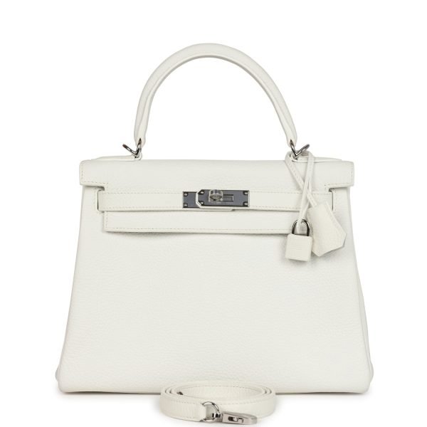 Hermes Kelly Retourne 28 White Clemence Palladium Hardware 81876 product photo 1