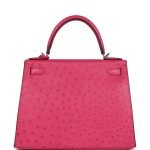 Hermes Kelly Sellier 28 Rose Tyrien Ostrich Palladium Hardware 81952 product photo 5