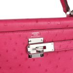 Hermes Kelly Sellier 28 Rose Tyrien Ostrich Palladium Hardware 81952 product photo 7