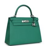 Hermes Kelly Sellier 28 Vert Vertigo Epsom Palladium Hardware 130847 product photo 2