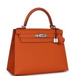 Hermes Kelly Sellier 28 Orange Epsom Palladium Hardware 128744 product photo 2