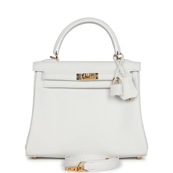 Hermes Kelly Retourne 25 New White Swift Gold Hardware 128648 product photo 1