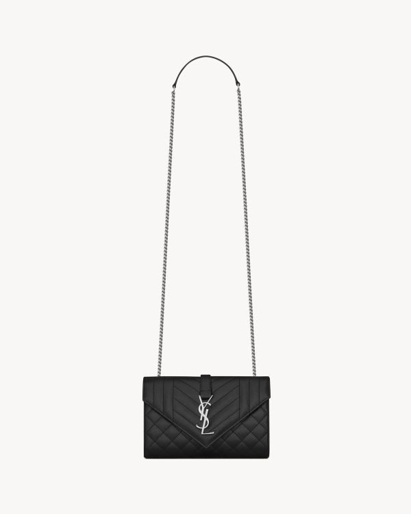 YSL Envelope Small in Quilted Grain De Poudre Embossed Leather