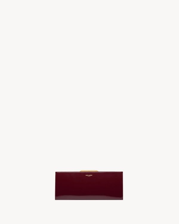 YSL Midnight Small Clutch In Lacquered Leather