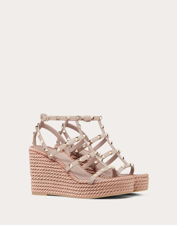 Rockstud Ankle Strap Wedge Sandal In Calfskin Leather 95 MM 5W2S0F95BAE_P45 product photo 1