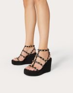 Rockstud Ankle Strap Wedge Sandal In Calfskin Leather 95 MM 5W2S0F95BAE_0NO product photo 2