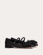 Valentino Garavani Bowjane Mary-Jane Satin Ballerina With Fringed Embroidery 20MM 5W0S0KI3PUF_0 product photo 1