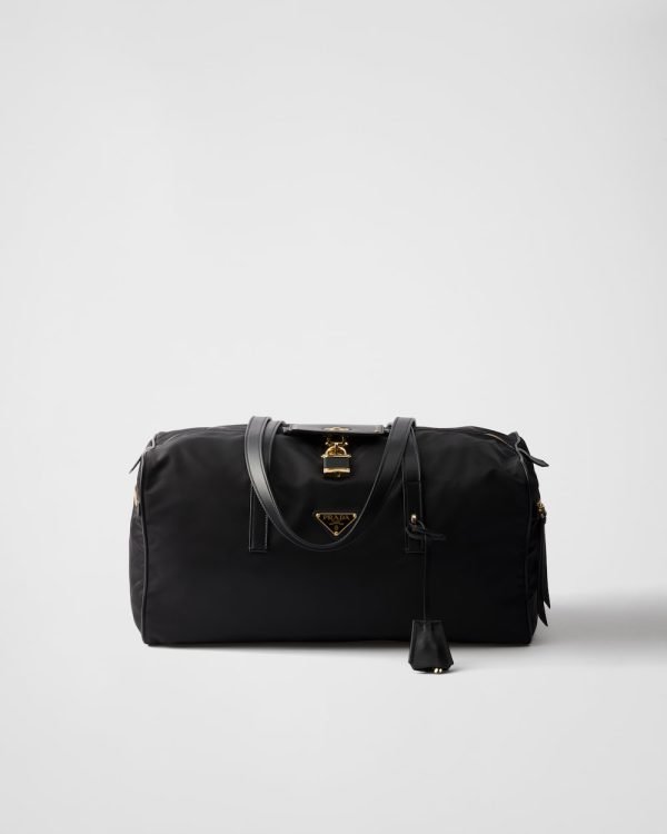 Large Re-Nylon Top-Handle Bag With Padlock