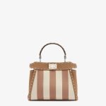 Fendi Peekaboo Mini Selleria And Beige Pequin Stripe Fabric Bag With 336 Hand-Sewn Topstitches product photo 1