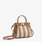Fendi Peekaboo Mini Selleria And Beige Pequin Stripe Fabric Bag With 336 Hand-Sewn Topstitches product photo 2