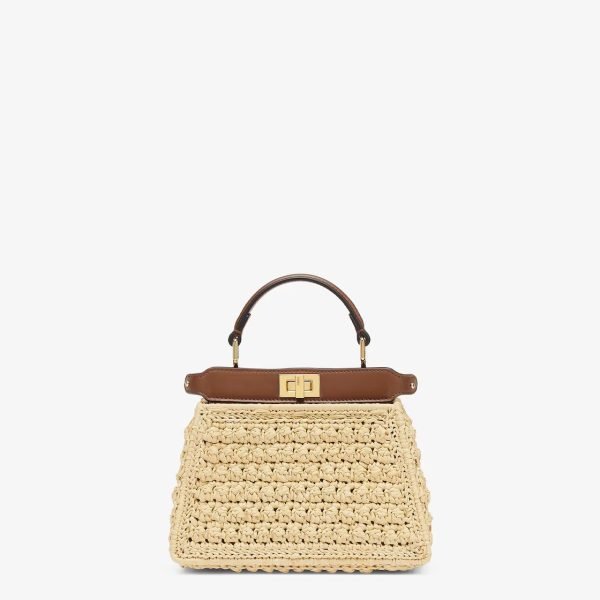 Fendi Peekaboo ISeeU Petite Brown leather and interlaced fiber bag