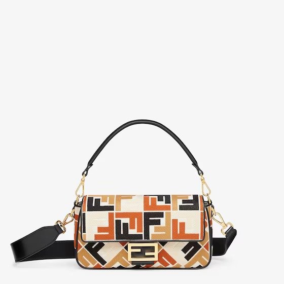 Baguette Canvas Bag With Multicolor FF Embroidery