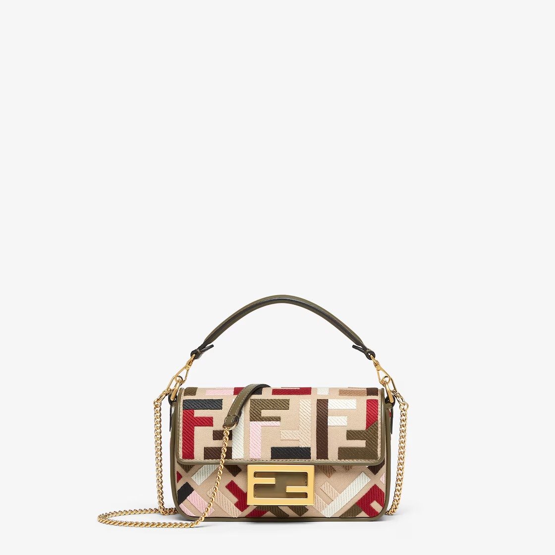 Baguette Mini Canvas Bag With Multicolor Ff Embroidery 8BS017ANH4F1Q6O product photo 1
