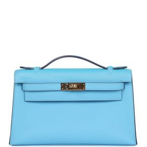 Hermes Kelly Pochette Celeste Swift Gold Hardware 70718 product photo 1