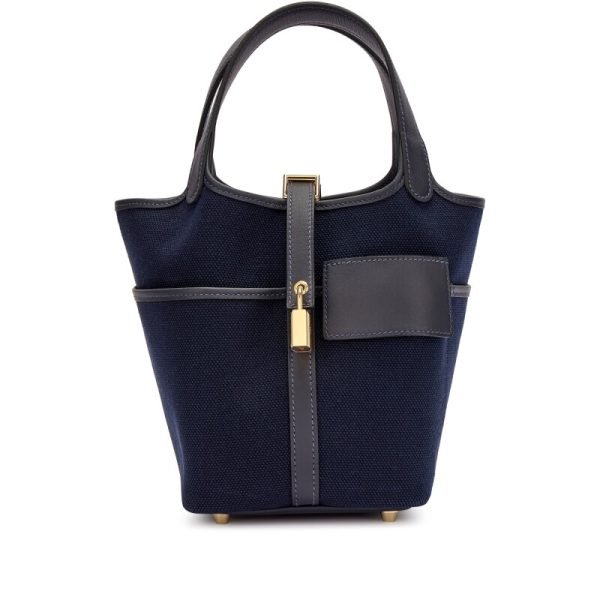 Hermes Caban Swift And Bleu Marine Toile Goeland Cargo Picotin Lock 18 Gold Hardware CM72T product photo 1