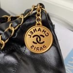 Chanel 22 AS3260 Small Bag Black Shiny Crumpled Calfskin Gold Hardware 75104 product photo 6