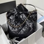 Chanel 22 AS3260 Small Bag Black Shiny Crumpled Calfskin Gold Hardware 75104 product photo 2