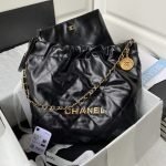 Chanel 22 AS3260 Small Bag Black Shiny Crumpled Calfskin Gold Hardware 75104 product photo 1