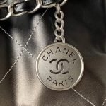 Chanel 22 AS3260 Small Bag Black And Silver Shiny Calfskin Silver Hardware 75107 product photo 6