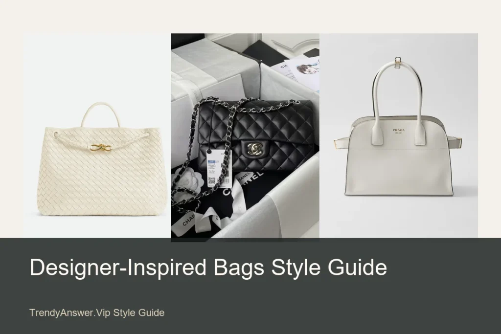 Designer-inspired bags style guide with tote, flap, and shoulder bag examples.
