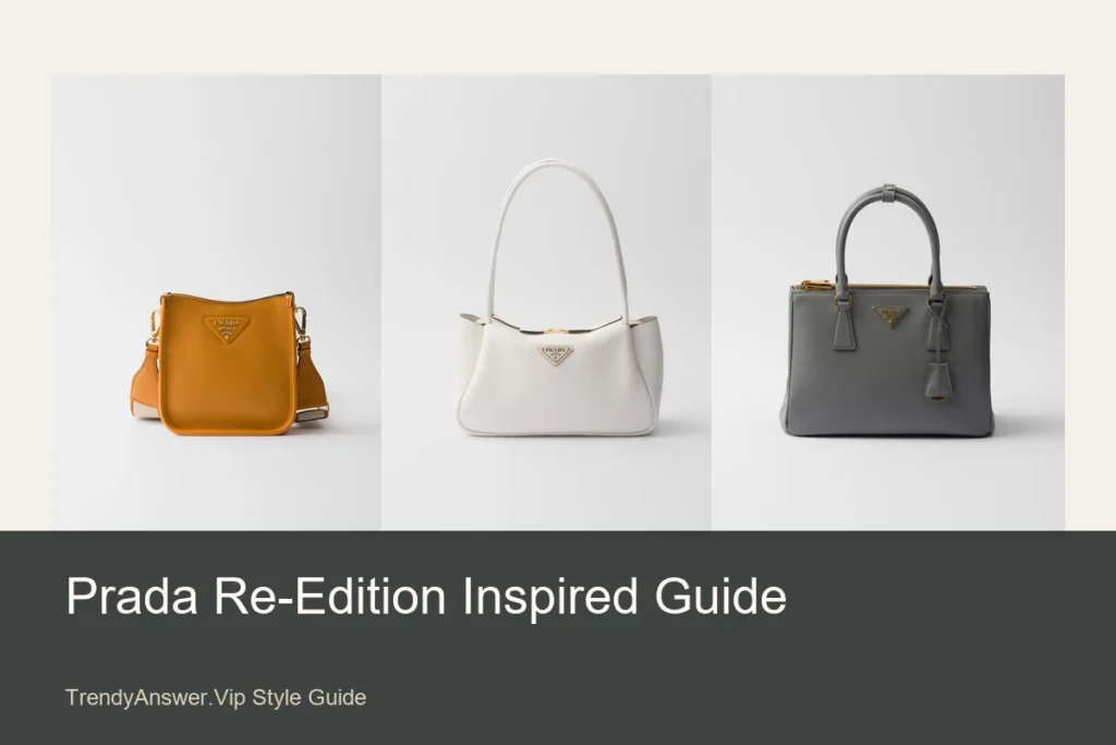 Prada Re-Edition inspired bag guide with compact shoulder bag and tote style examples.