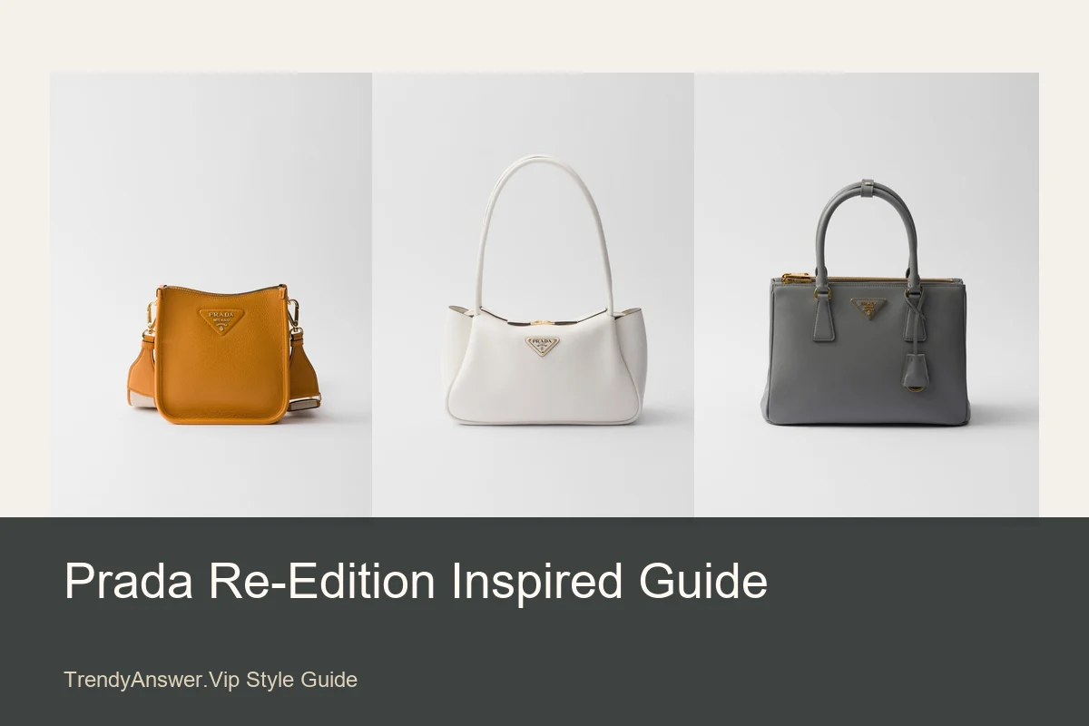 Prada Re-Edition inspired bag guide with compact shoulder bag and tote style examples.