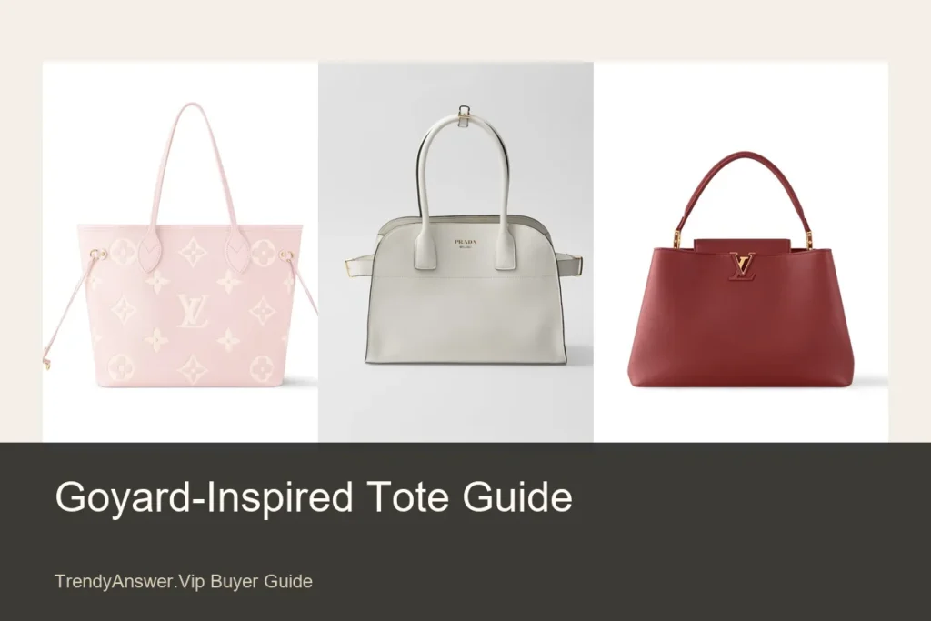 Goyard-inspired tote guide with tote and carryall bag examples.