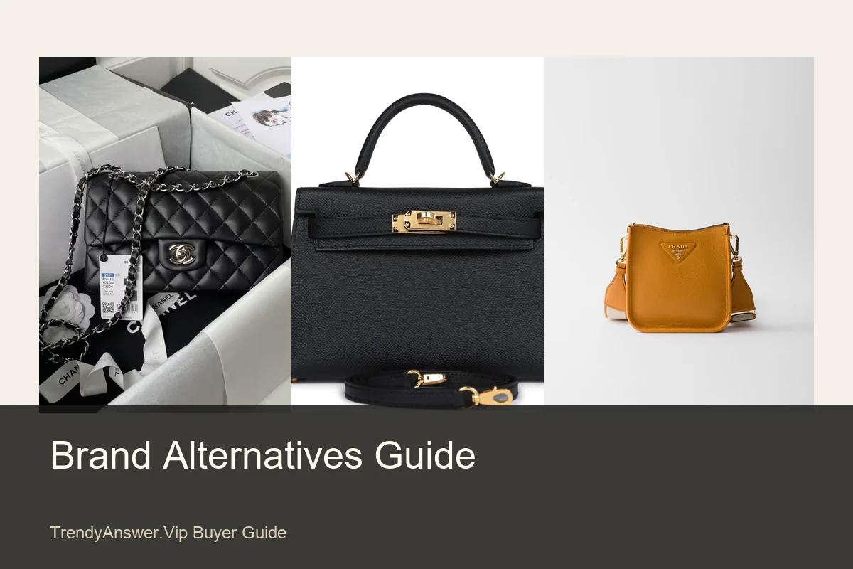 Luxury bag brand alternatives guide with Chanel, Hermes, and Prada-inspired bag examples.